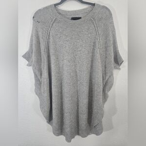 Alice & Olivia Oversized Gray Wool/Angora/Lyocell Pullover Poncho Sweater, S/M